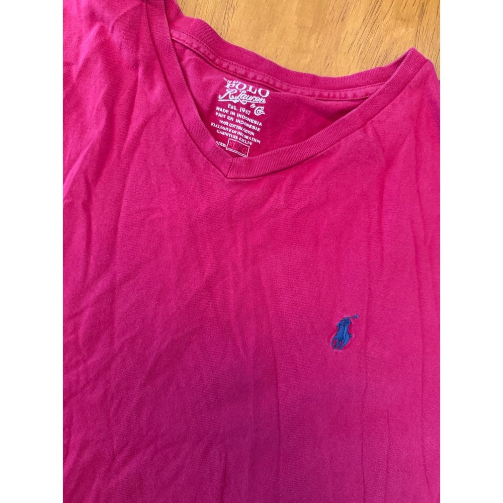 Polo Ralph Lauren Mens V-Neck T-Shirt XL Red Short Sleeve Cotton Pony Logo